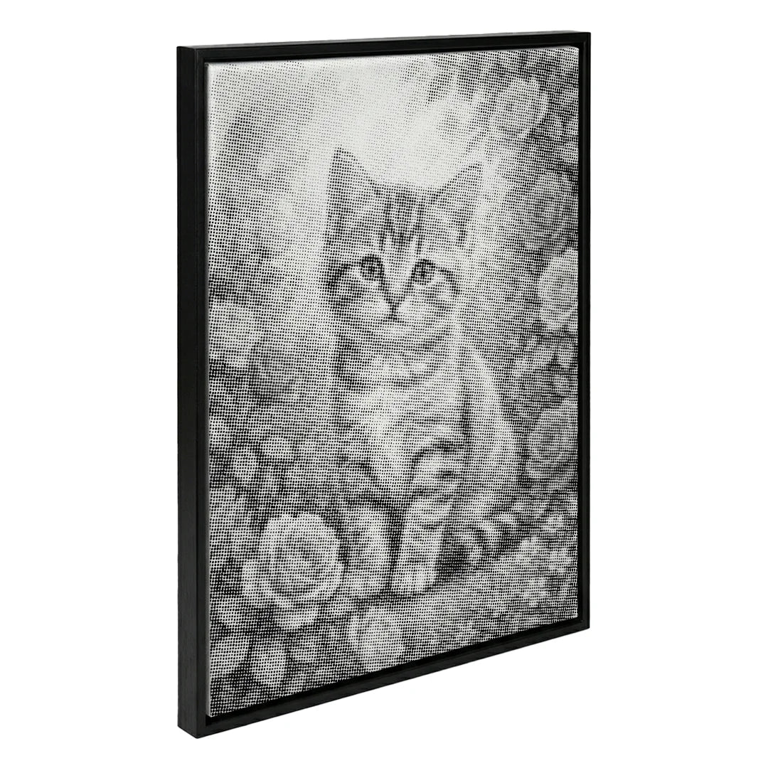 Kat med blomster Dot maleri