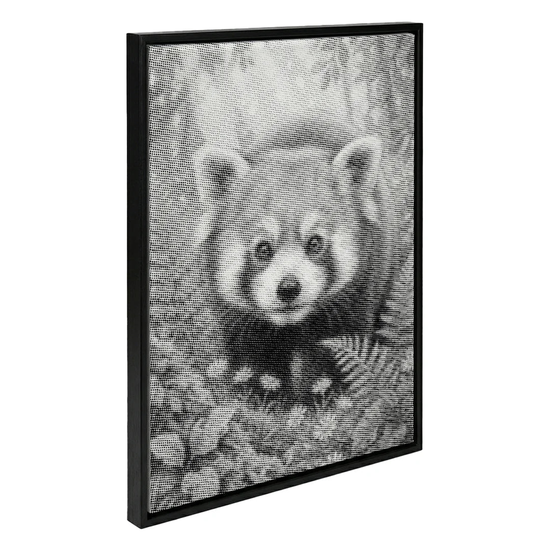 Rød panda med blomster prik maleri