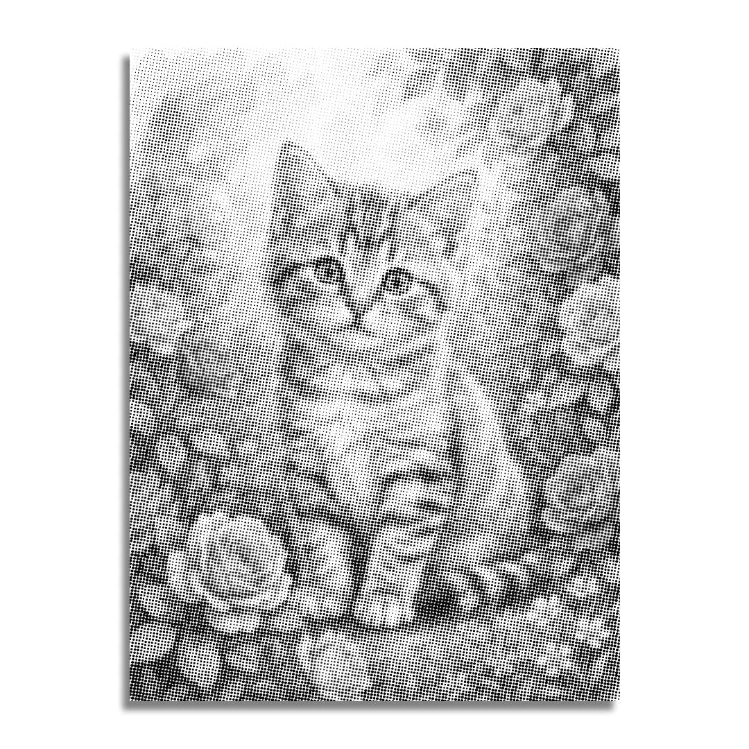 Kat med blomster Dot maleri