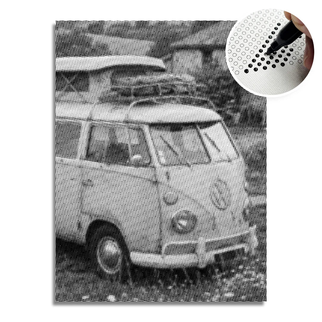 Oude VW-bus Dot Painting
