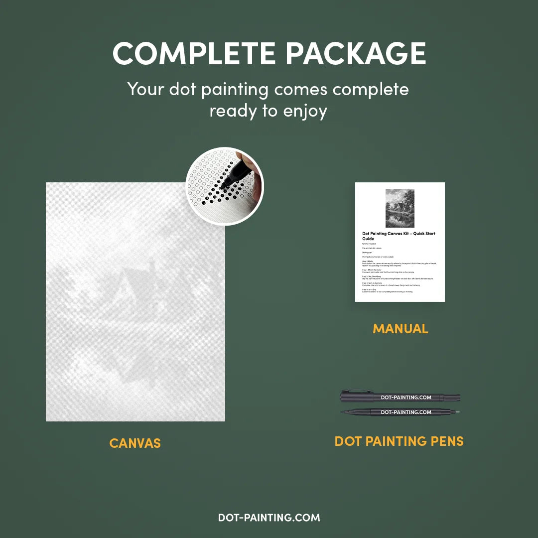 Hus på Heden Dot Maleri