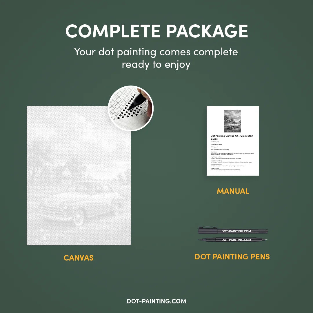Gammel bil på gården Dot maleri