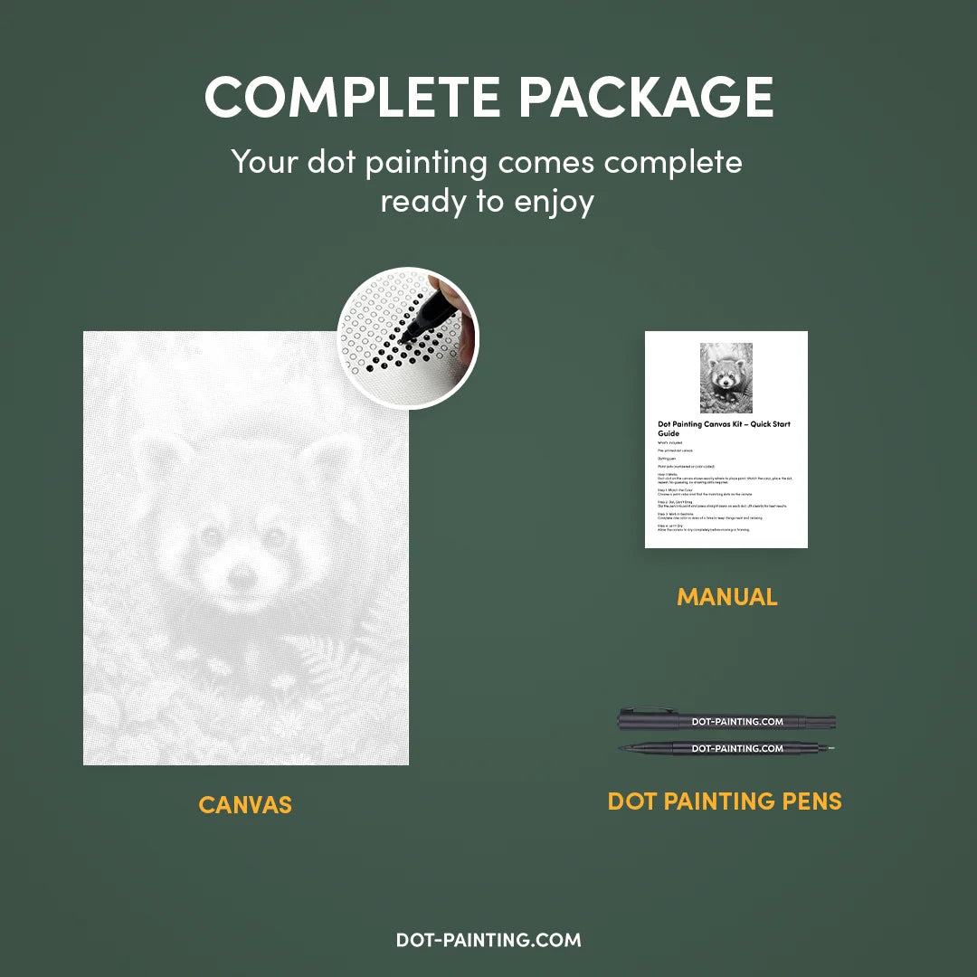 Rød panda med blomster prik maleri