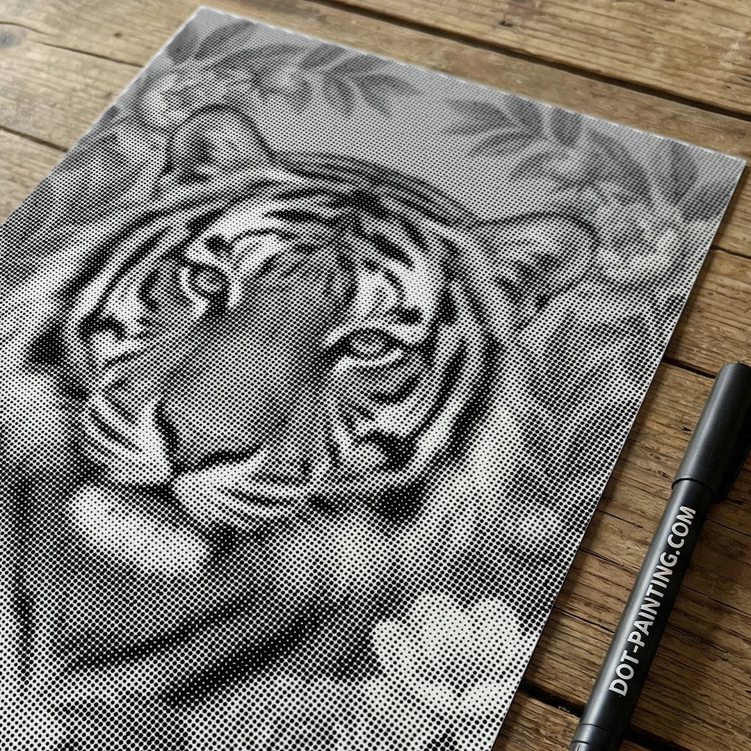 Tiger på blomster Dot maleri