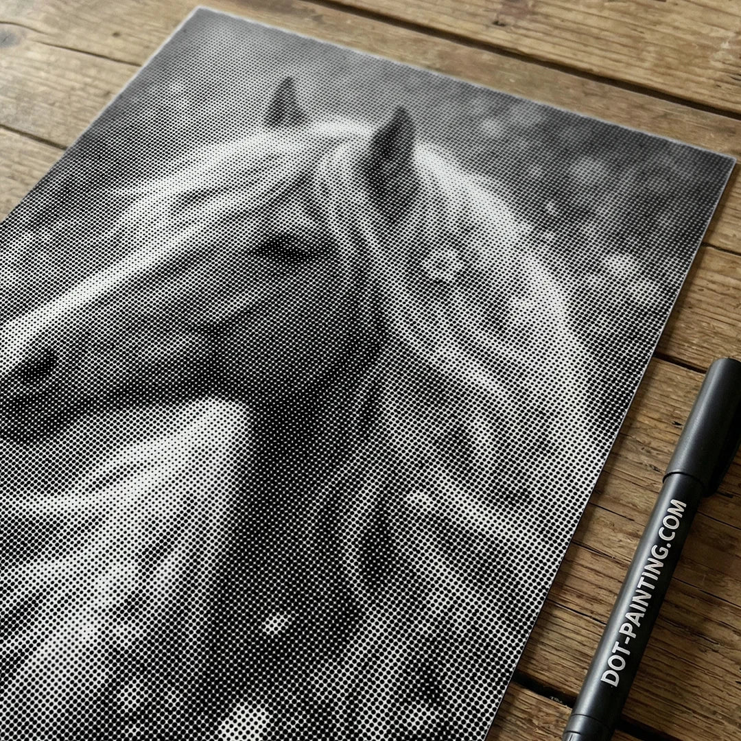 Hest med blomster Dot maleri