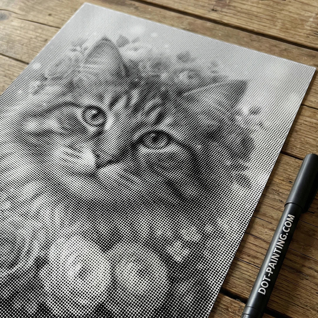 Kat med blomster Dot maleri