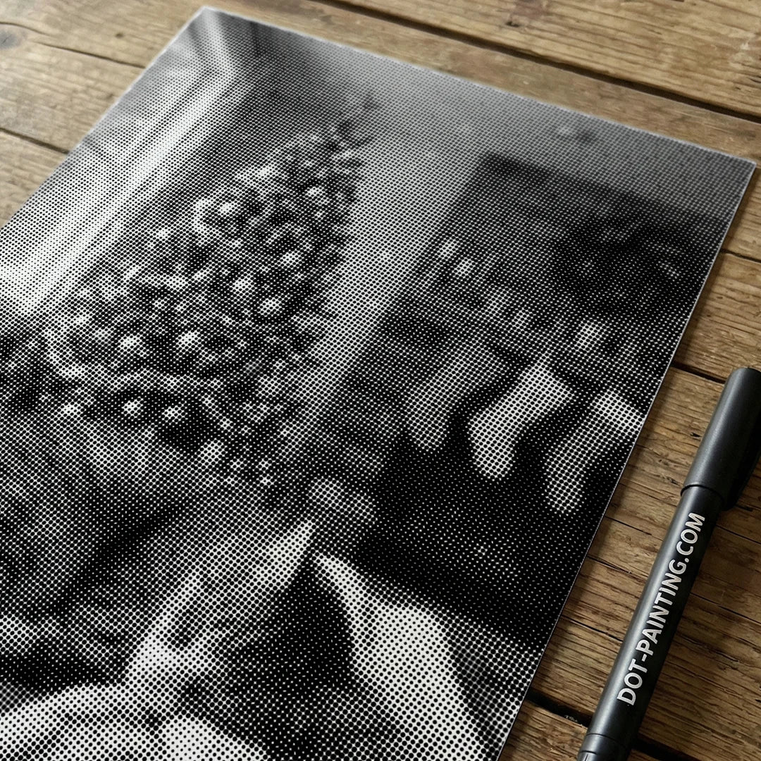 Kat ved juletræet Dot Painting