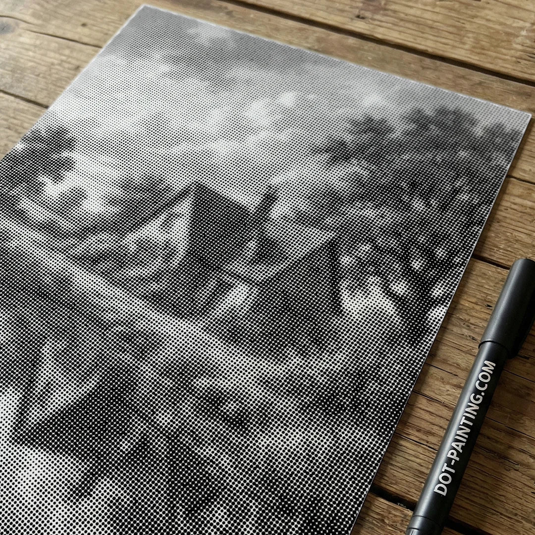 Hus på Heden Dot Maleri