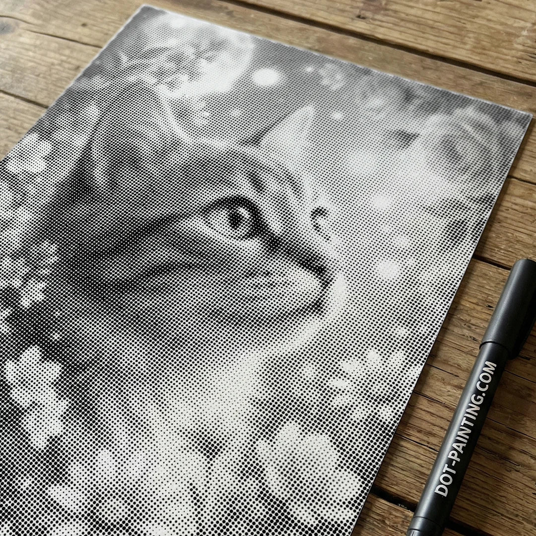 Kat med blomster Dot maleri