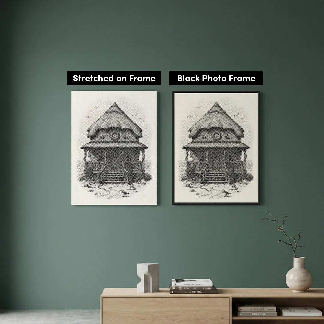 Strandhytte prikmaleri