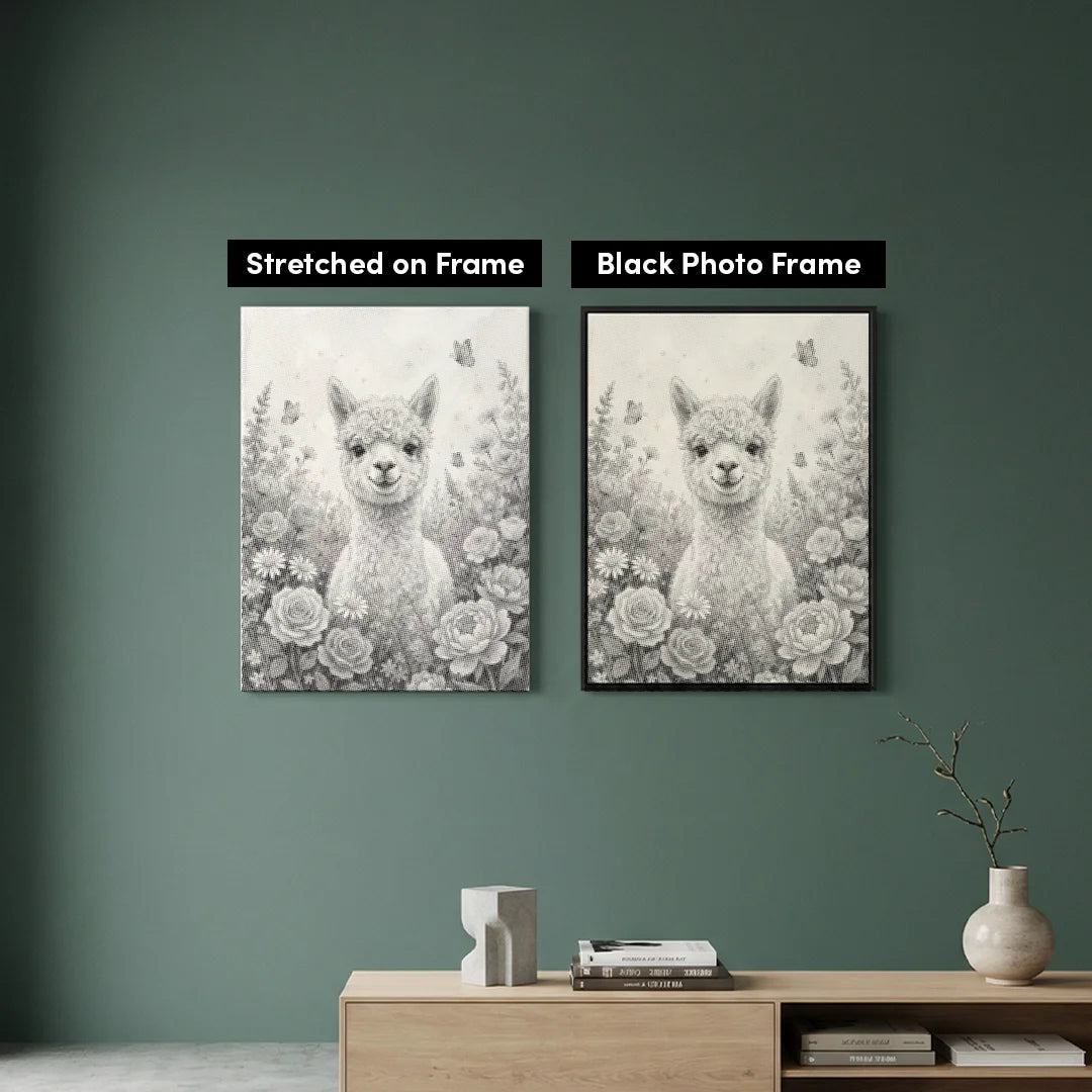 Alpaca med blomster prik maleri