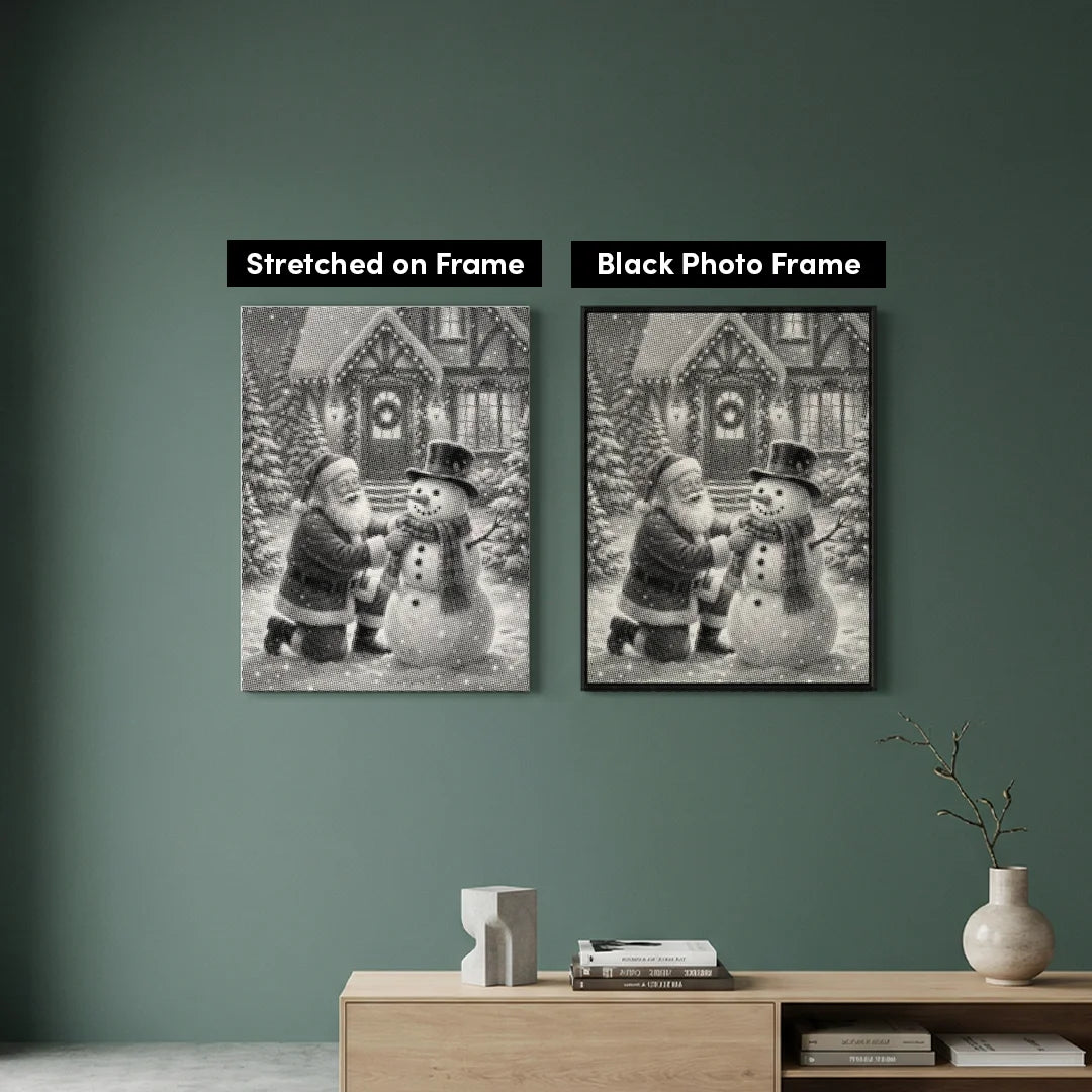 Julemanden med Snemand Dot Painting