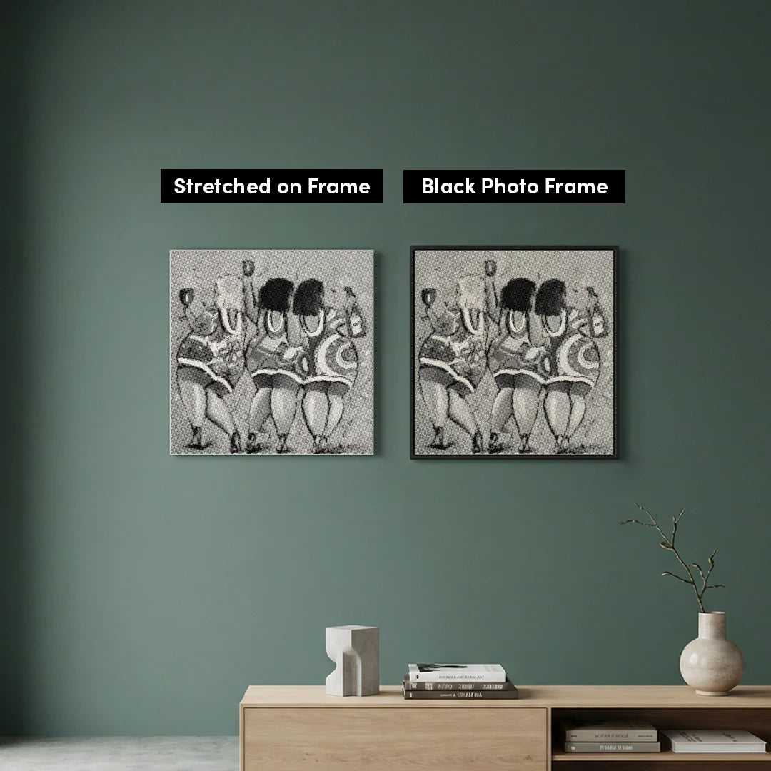 Glade damer vinder prikmaleri