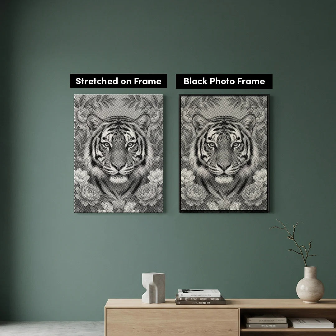 Tiger på blomster Dot maleri