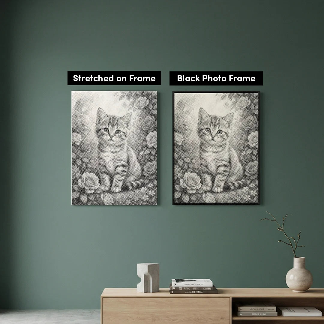 Kat med blomster Dot maleri