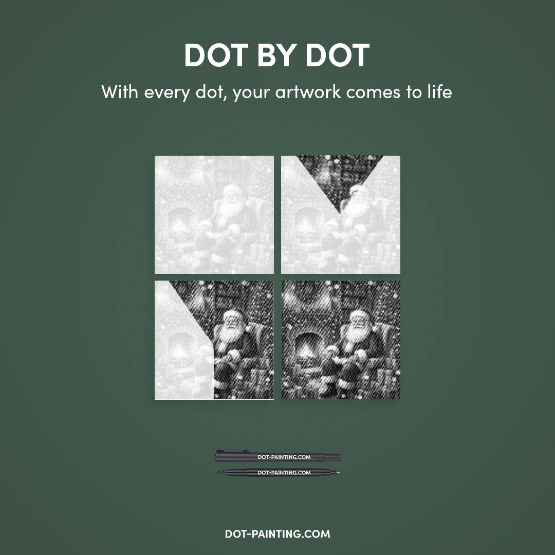 Julemanden med gaver Dot maleri