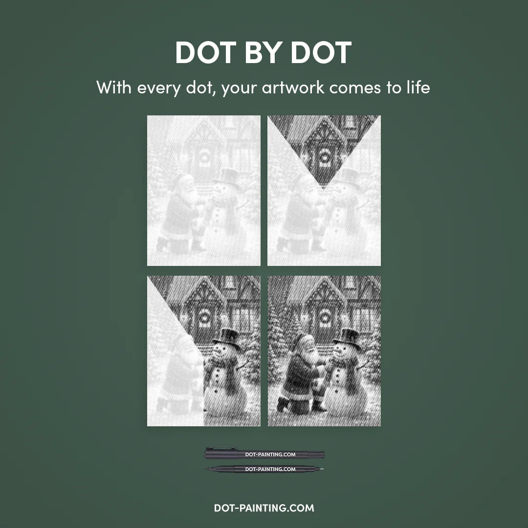 Julemanden med Snemand Dot Painting