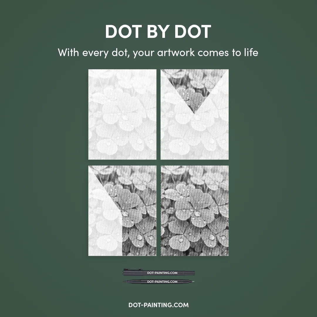 Kløver med vanddråber Dot Painting