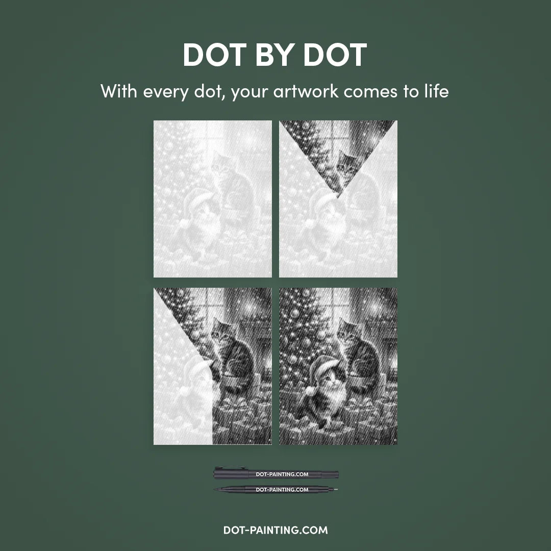 2 julekatte Dot Painting