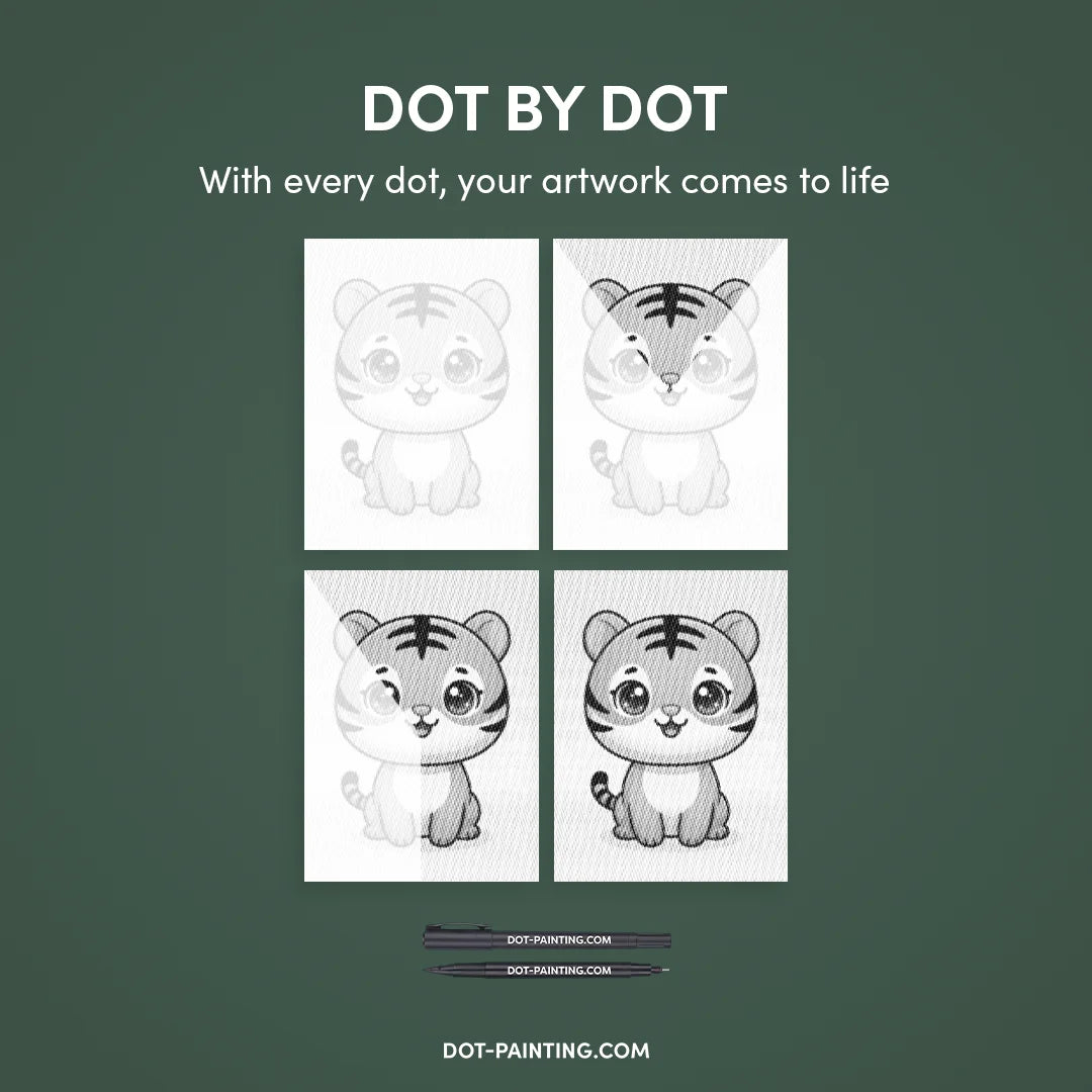 Lille Tiger Dot Maleri