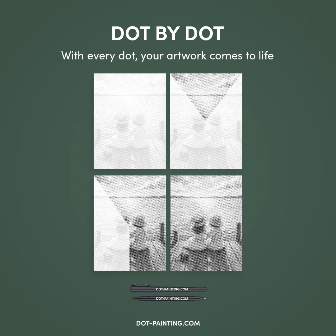 Piger ved søen Dot maleri