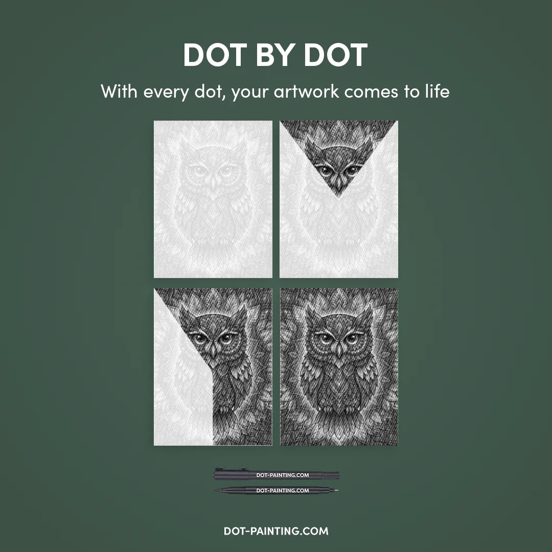 Owl Mandala 2 Dot Maleri