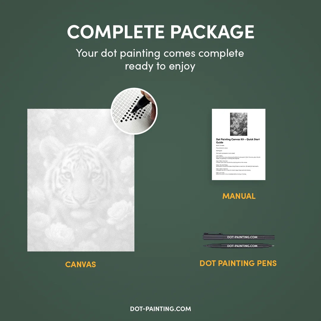 Tiger med blomster Dot maleri