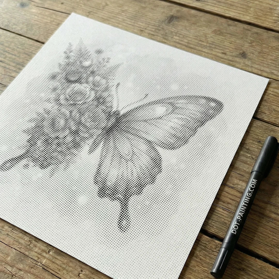 Blomster sommerfugl prik maleri