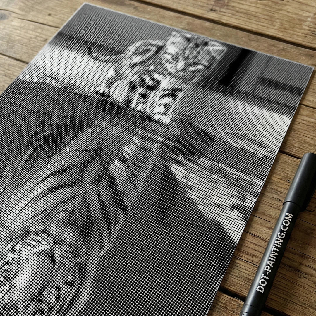 Cat With Tiger Reflection Dot Painting