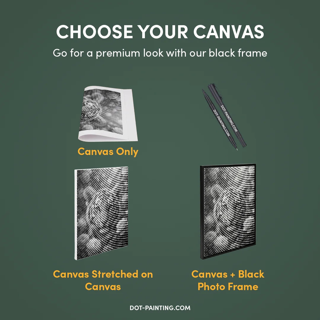 Tiger med blomster Dot maleri