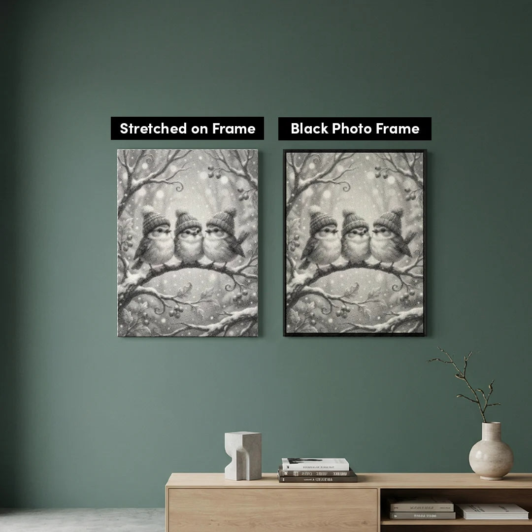 Fugle med hatte Punktmaleri