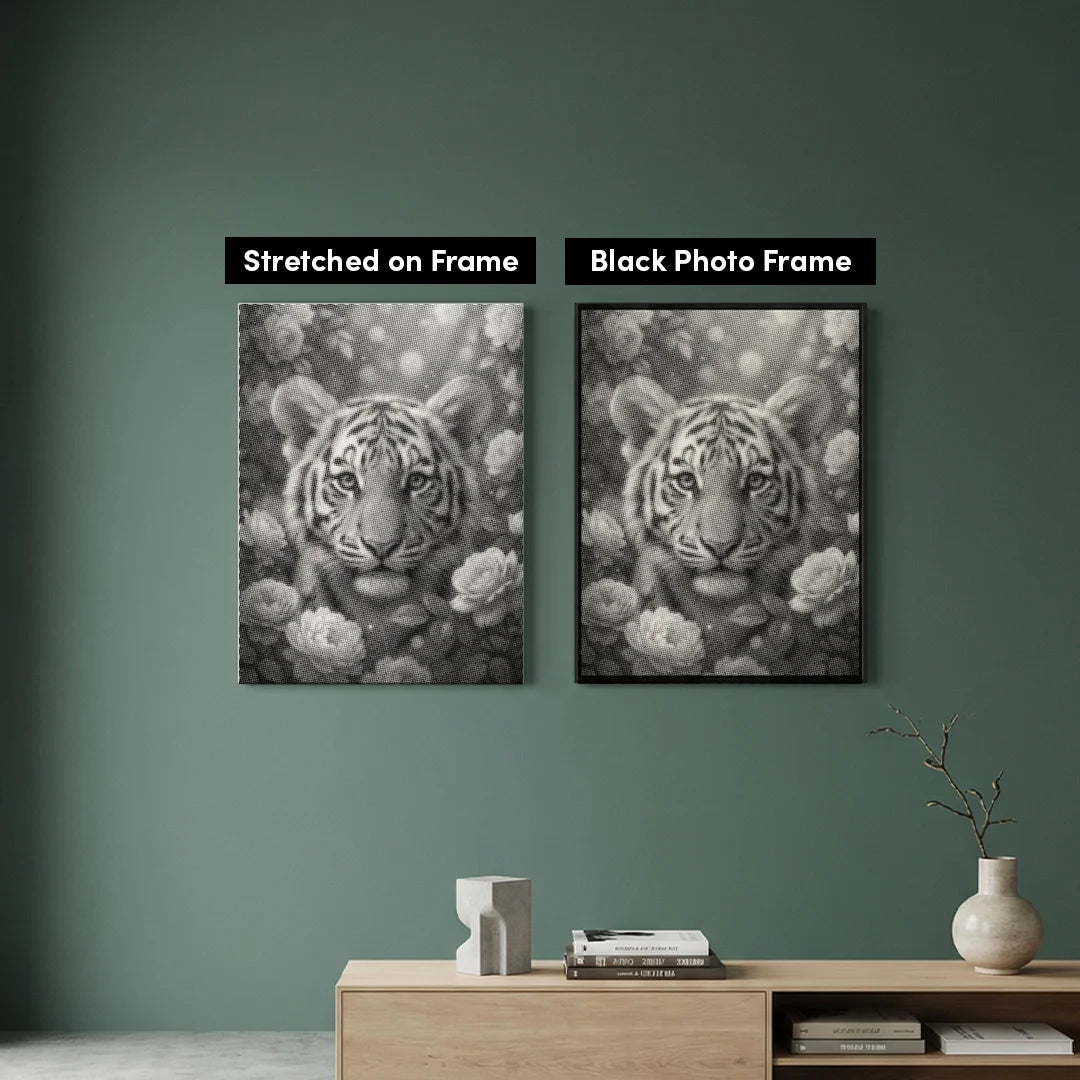 Tiger med blomster Dot maleri