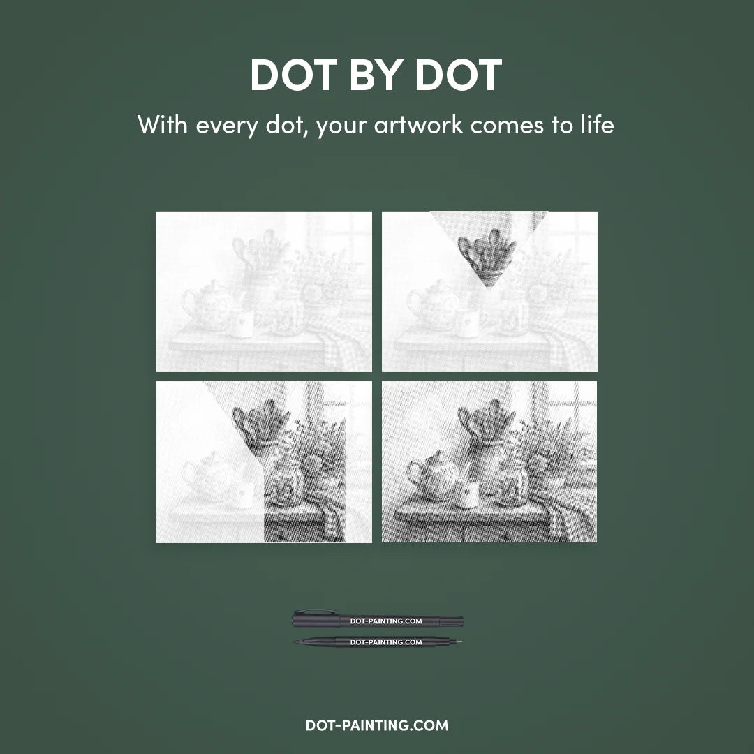 Køkken Stilleben Dot Maleri