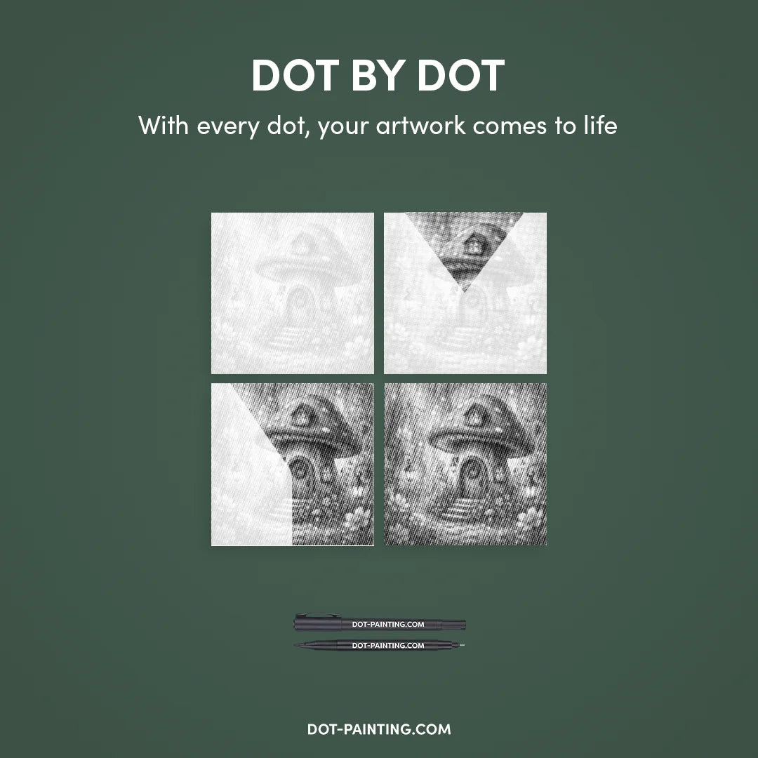 Mushroom House Dot Maleri