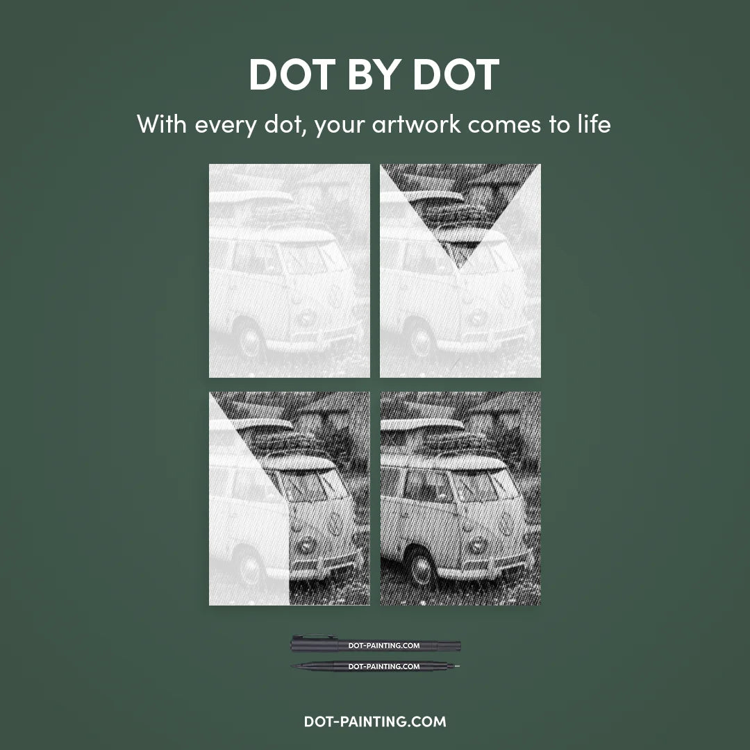 Oude VW-bus Dot Painting